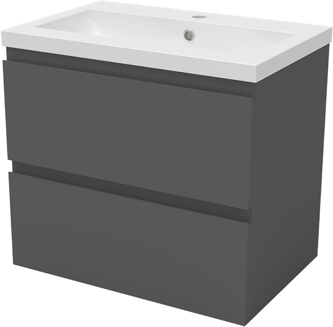 Skybathroom 600mm Bathroom Vanity Units with Basin Sink Soft-close Drawers Wall Hung Grey