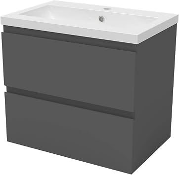 Skybathroom 600mm Bathroom Vanity Units with Basin Sink Soft-close Drawers Wall Hung Grey