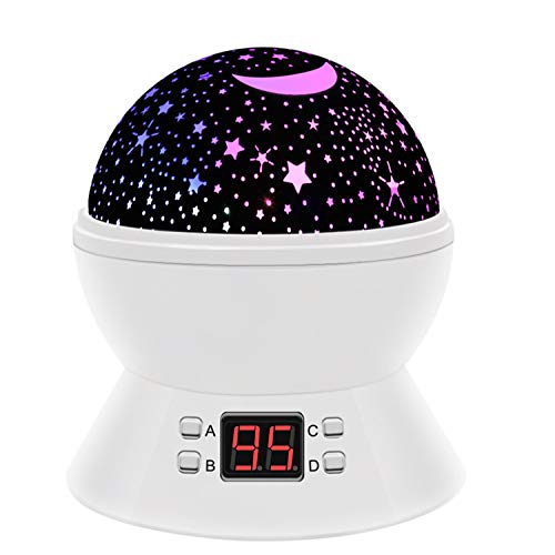 SCOPOW Star Projector Night Light for Kids Rotating Night Light on Ceiling Glow in The Dark for Bedroom Decor Starry Sky LED Lamp with Timer Birthday Gifts Toys for Baby Toddler Girls Boys-White