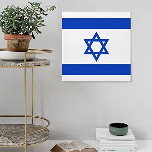 The Flag Of Israel Wall Art Decor Contemporary Patriotic Canvas Print Painting For Home Bathroom Living Room Bed 20X20 Inch Gifts For Israel #TOP4