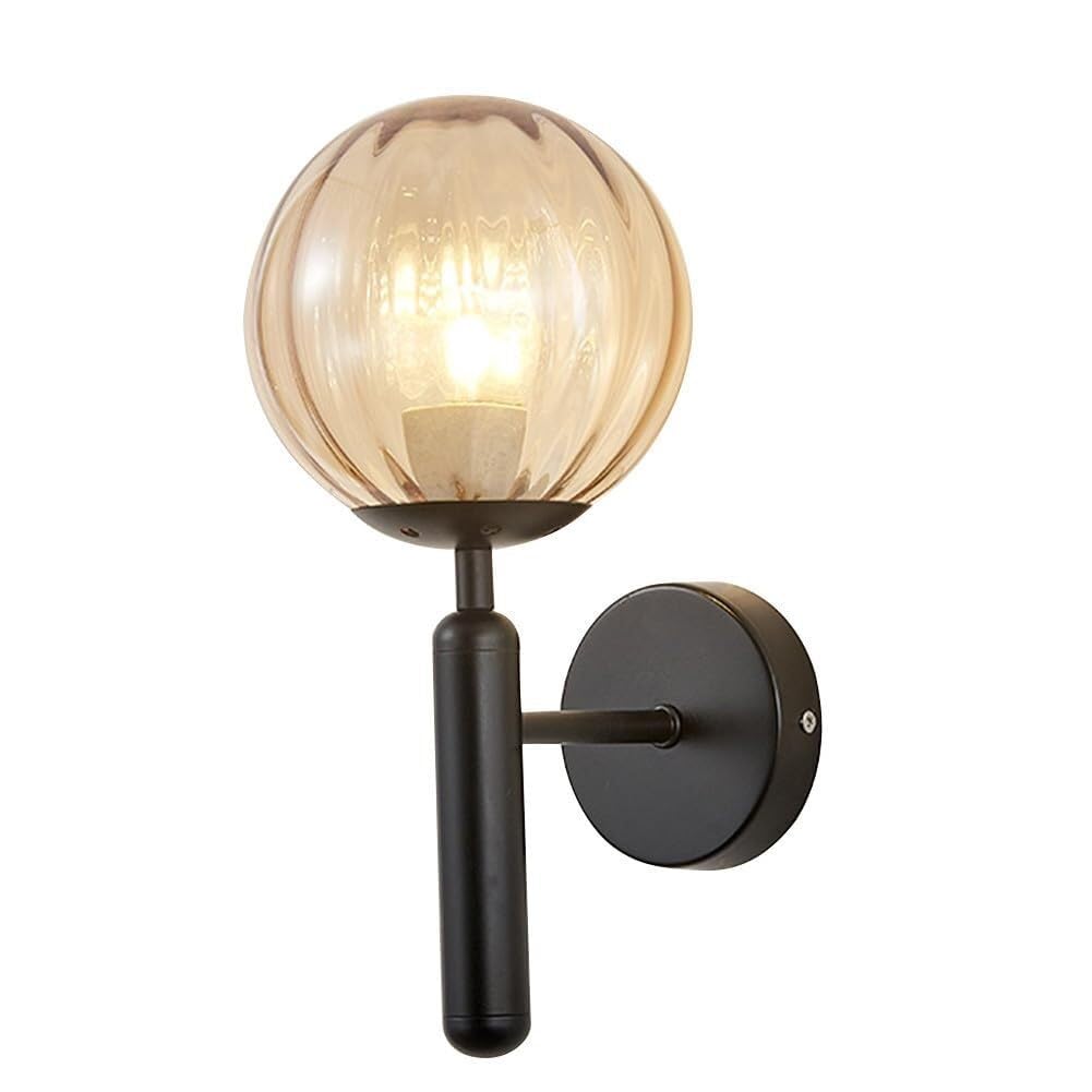 SXSCARKX Modern Globe Wall Light Fixture Black Sconces with Clear Glass Lampshade Minimalist Lamp Interior Decoration for Bedroom Living Room