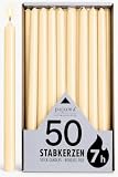 pajoma® Lot de 50 bougies à tige ivoire - Hauteur : 25 cm - Diamètre : 2 cm - Durée de com...