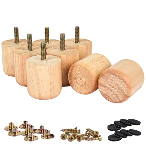 LA Vane Patas cónicas para Muebles de Madera Maciza de 5 cm con Perno M8 preperforado, Placa de Montaje y Tornillos para sofá, Armario, otomana (Paquete de 8)