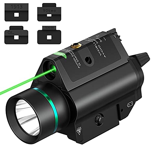 EZshoot 4 Adapter Pistol Green Laser Light, 200 Lumens Gun Laser Light Combo, LED Tactical Flashlight for Pistol, 3 Modes Handgun Flashlight, Pistol Light for Outdoor Hunting Defense Training, Green
