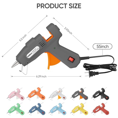 Image of ROMECH 20W Mini Hot Glue Gun with 30 Glue Sticks Set, Fast Preheating Hot Glue Gun Kit Heavy Duty Gluegun for Craft, DIY, Repairs (Grey)
