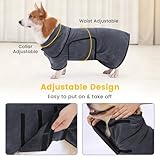 PETTOM Hundebademantel, Bademantel Hund mit Hohem Kragen, Hundebademantel für Große Mittelgroße und Kleine Hunde, Hunde Bademantel Mikrofaser mit Klettverschluss (Grau, L)
