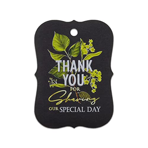 Étiquettes cadeaux de mariage au thème floral noir pour boîte de dragées