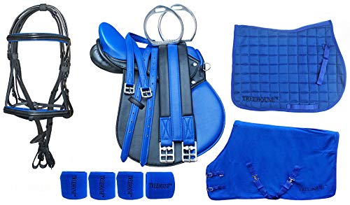 CHALLENGER 13" English Pony All-Purpose Saddle 9 Pcs Riding Gift Set Blue 803SDRB