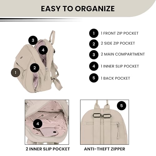Image of TS WITH TECHSUN Women Mini Backpack | Water-Resistant Compact Bag for Travel, Daily Use & Casual Outings | Fits Only Essentials (L) 26CM X (W) 15CM X (H) 32CM