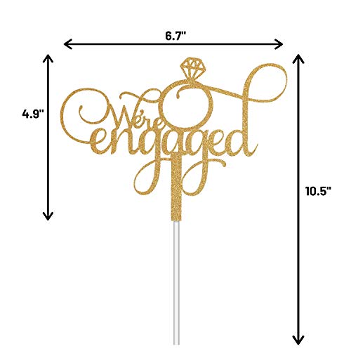 Alpha K Engagement Cake Topper, We're Engaged Cake Topper, Engagement, Bridal Shower, Wedding Bachelorette Party Decoration With Premium Gold Glitter #TOP1