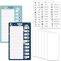 2PCS Checklist Boards, Chores Chart Routine, Behavior Chart for Kids, Detachable Routine Planner To Do List Boards for Kids (1 Morning Checklist & 1 Bedtime Checklist)
