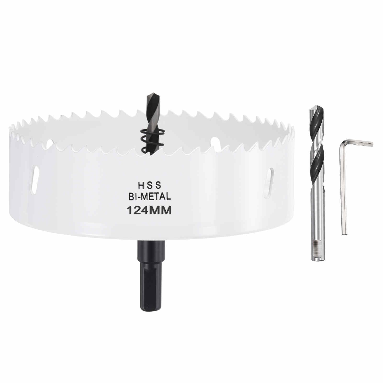 CoCud 4-7/8" (124mm) Hole Saw, M42 Bi-Metal Hex Shank Hole Cutters with 2pcs Drill Bit