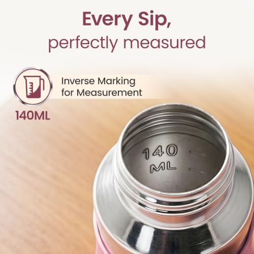 Image of LuvLap Baby Steel Feeding Bottle 140ml, Made of SS304 Rust Free Steel, Baby Milk /Water Bottle with Dust Cover, Heat Protective Silicone Cover, BPA Free, Odour Free, Leak Proof, Pink, 0M+