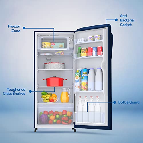 Image of Haier 182 L 2 Star Direct Cool Single Door Refrigerator Appliance, Diamond Edge Freezing Technology (HED-18BML-E, Marine Lily, 2022 Model)