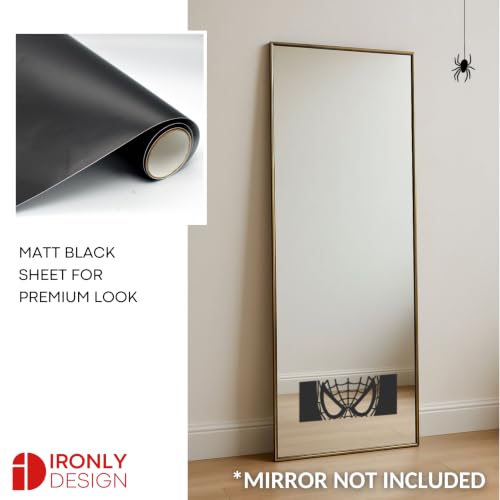 Image of Sticker for Glass & Mirrors | Minimal Vinyl Decal for Bedroom Bathroom & Cafe | Self-Adhesive Quote Aesthetic Mirror Sticker | No Mirror Included (Spider Mask, Large, Matt Black)