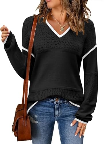 Image of Zeagoo Sweaters for Women Long Sleeve Tops V Neck Outfits Fall Clothes