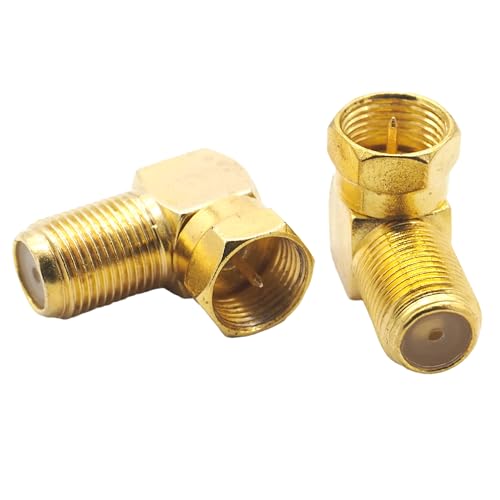 オーディオファン アンテナケーブル用 L型変換プラグ ネジ式 F型接線 オス-メス L字 金メッキ 22×17×11mm 2点セット ボルトでしっかりと固定出来る