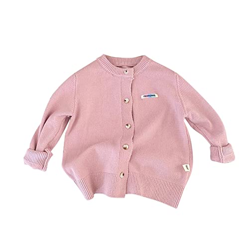 RNTOP Kids Toddler Button Cardigan Sweater Baby Girls Boys Solid Color Long Sleeve Knit Sweaters (Pink, 1-2 Years) b210p
