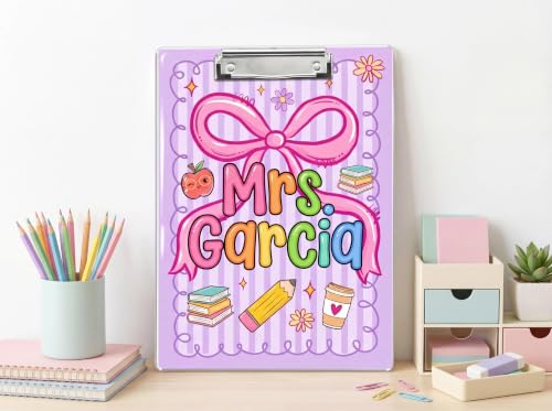 Personalized Teacher Clipboard, Custom Coquette Teacher Clipboards with Name, Back to School Gifts from Student, Thank You Appreciation Bulk Gifts for Teachers, End of Year Gift for Teachers - Image 9
