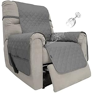 Easy-Going Sofa Slipcover Waterproof Recliner Chair Cover Non-Slip Fabric Couch Cover for Living Room Washable Furniture Protector for Pets Kids Children Dog Cat (Recliner, Gray), 23"