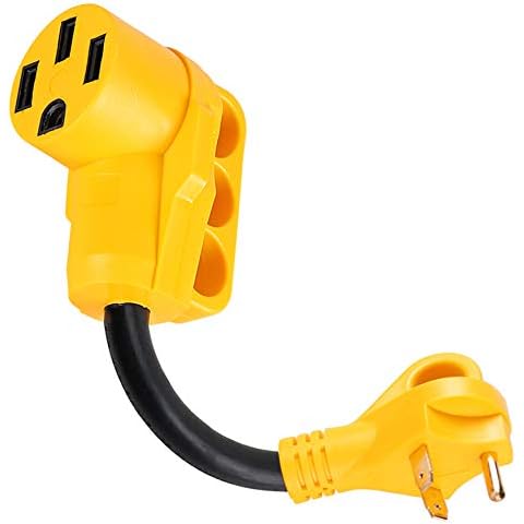 Facon 30Amp Male to 50Amp Female RV Power Cord Suitable for 50Amp RV, RV Power Adapter with Easy Handle RV Electrical Converter Cord Cable, 12Inch Length, for RV, Camper, Trailer, 5th Wheel, Motorhome Cover