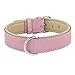 Riparo Genuine Leather Pink Dog Collar Heavy Duty K-9 Adjustable Dog Collar (M: 1” Wide for 13.5”-17.5” Neck, Pink)