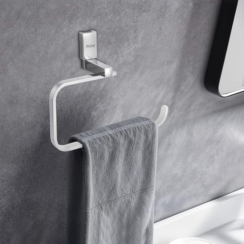 Image of Ruhe Erica Bathroom Towel Ring /Napkin Ring | Chrome-Plated Brass Hand Towel Holder, Modern Wall-Mount Design
