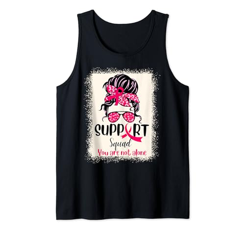 Support Squad Messy Bun Pink Warrior Breast Cancer Awareness Débardeur