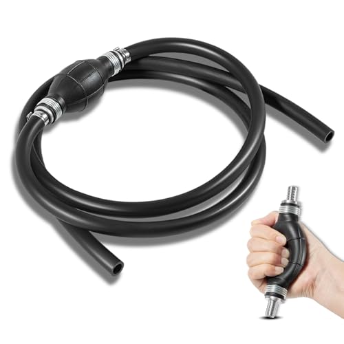Image of Upgrade 3 /8in Universal Marine Fuel Hose Line Assembly with Primer Bulbs Fit for Marine Outboard Boat Motor RVs Tractors and Caravans, Flexible Rubber, Good Suction, Prevent Leakage (6 ft)