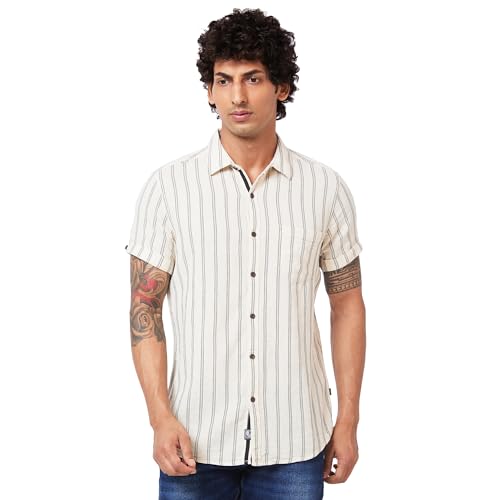 Image of Spykar Men's Striped Slim Fit Shirt