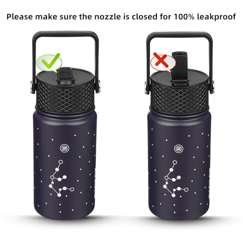 Image of BJPKPK Insulated Water Bottle, 15oz Stainless Steel with Straw Lid