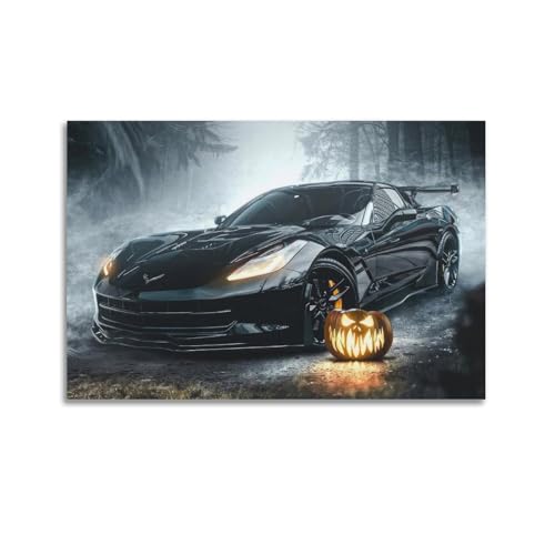FYRN Super Car Poster for Black C7 Sport Car Hyper Car Poster Wall Art Print Retro Aesthetic Room Decor Office Decorations 08x12inch(20x30cm) Unframe-style