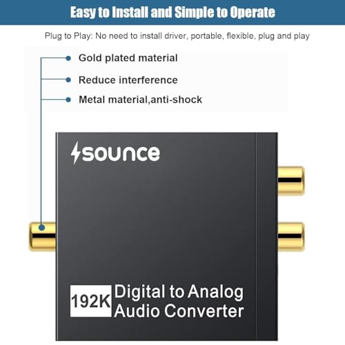 Sounce 192KHz Digital to Analog Audio Converter DAC Digital SPDIF Optical to Analog L/R RCA Converter Toslink Optical to 3.5mm Jack Adapter for PS3 HD DVD PS4 Amp Apple TV Home Cinema 3 416h77dqiwL