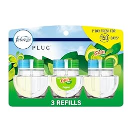 Febreze Plug In Air Freshener, Odor-Fighting Scented Oil Refill, Air Fresheners for Home and Bathroom and Kitchen, Long Lasting for Strong Odors, Gain Original Scent, 0.87oz Refills, 3 Count