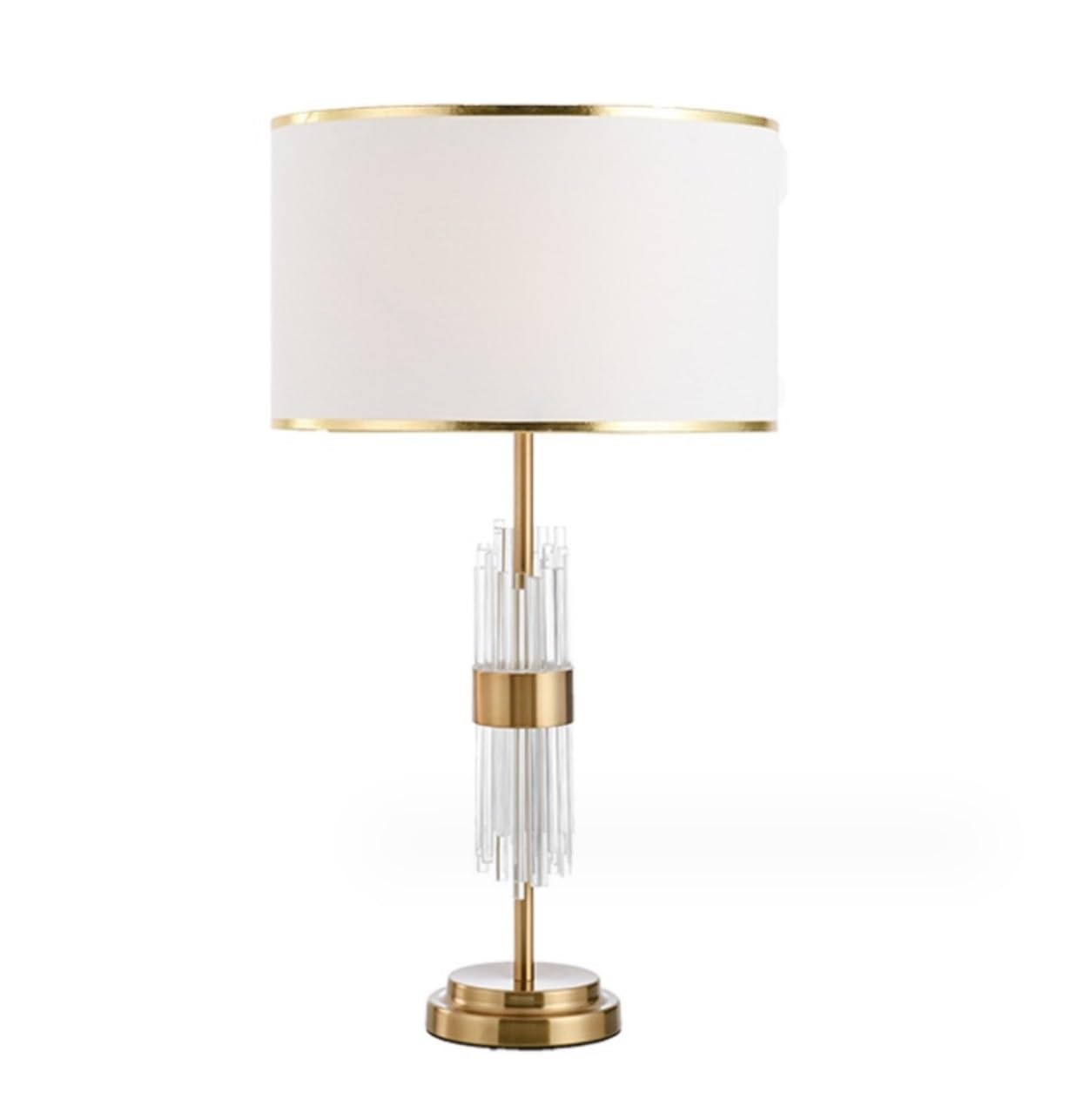 Lampa Stołowa Żelazna Lampa Stołowa Abażur Z Tkaniny Lampka Nocna Ze Szkła Kryształowego Nowoczesna Do Salonu Sypialnia Do Domowego