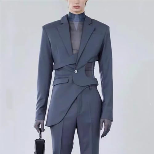 Men's Single Breasted Suit Notch Lapel Jacket Pants Two Pieces Set Banquet Activity3