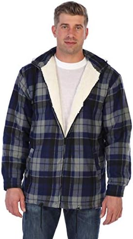 Gioberti Mens Sherpa Lined Flannel Jacket with Removable Hood