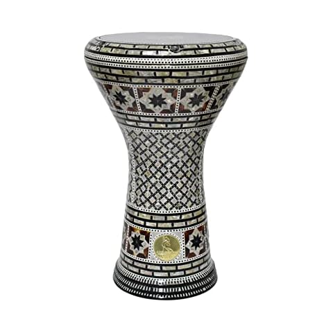 17 inches Drum Darbuka tabla doumbek mother of pearl Gawharet El Fan musical instrument Egyptian handmade (The Black Sun) (Arabian King) Cover