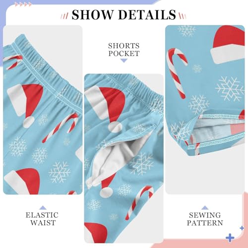 Boys' Pants Christmas Santa Hats Candy Blue Long Bottoms Jogger Pants Elastic Waist Trousers with Pockets S-XL4