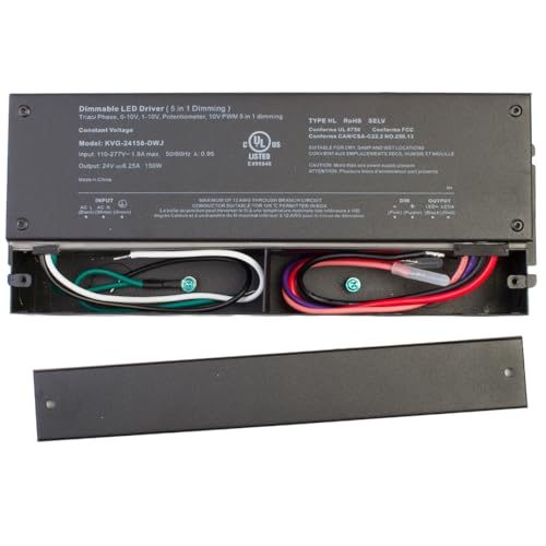 Image of Dimmable LED Driver, UL Listed 24v 150w Triac 0-10v ELV /MLV /AC 110v - 277v to DC 24v Transformer Compatible with Lutron, Leviton dimmers