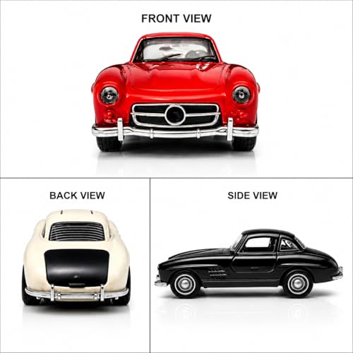 Image of 1954 Mercedes-Benz 300 SL Diecast Model Car 1:36 Scale - Premium Alloy Metal Pull Back Toy Car -Lights & Sound, Opening Gullwing Doors & Boot, Rubber Wheels, Vintage Classic Car Collectible