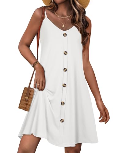 Image of JOELLYUS Summer Dresses for Women Spaghetti Strap Button Down Casual Sundress Beach Cover Up Dress with Pockets 2026