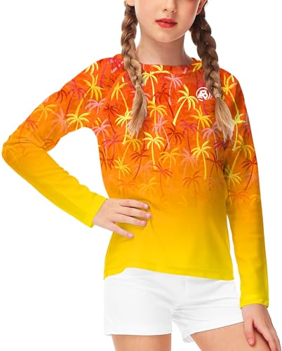 Image of AOBUTE Unisex Kids Rash Guard Long Sleeve SPF 50+ Sun Shirt UV Protection Swim Shirts 3-12 Years