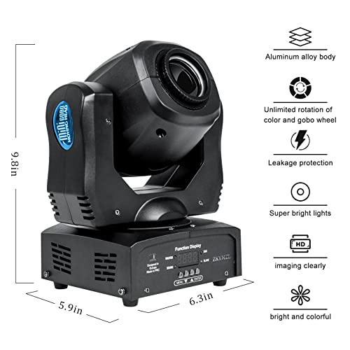 Image of ZKYMZL LED Moving Head DJ Light 80W Stage Lighting 8 Gobos 8 Colors & 8 Half Colors with DMX512 Control 9 /11 Channels - LED Strobe Lights Disco Lights for Parties Wedding Club,Corded Electric,Black