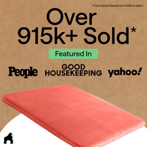 Image of GORILLA GRIP Memory Foam Bath Mat, Soft Absorbent Velvet Bathroom Mats, Durable Dots on Underside, Machine Washable Bathmat, Carpet Rug Room Decor for Shower Tub Floor RV, 24x17 Rugs, Coral