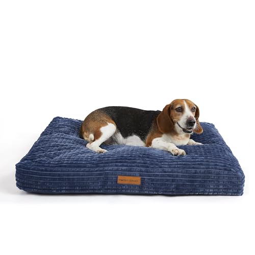 Modern Threads Ultra Plush Orthopedic Memory Foam Pillow Bed for Large Dogs with Supportive Filling and Stylish Textured Design, Blue