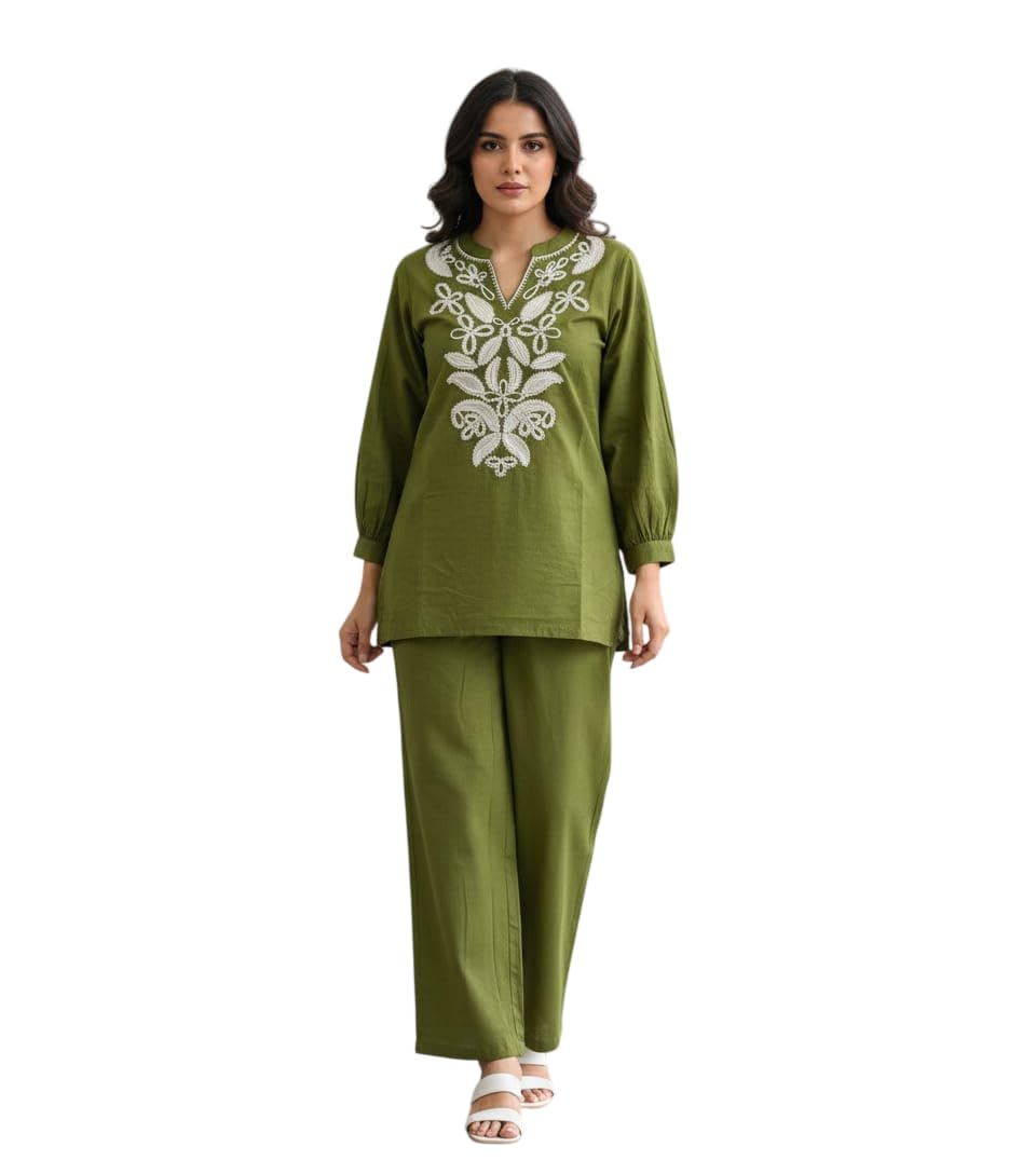 Women’s Cotton Co-Ord Set with Heavy Embroidery Work | Stylish Ethnic & Casual Wear Outfit-picture-41