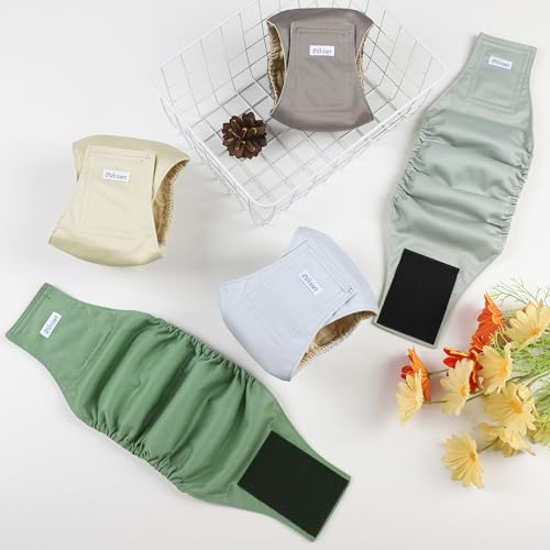 Image of 5 Pack Dog Diapers Male Reusable, Premium Belly Bands for Male Dogs, High Absorbing Male Dog Pee Wraps for Doggie in Incontinence or Excitable Urination and Training,Light Gray,XXL
