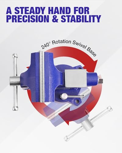 WORKPRO Bench Vise, 4-1/2" Vice for Workbench, Utility Combination Pipe Home Vise, Swivel Base Bench for Woodworking - Image 6