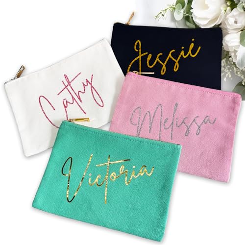 ubjva Personalized Makeup Bag Custom Canvas Cosmetic Bag with Name Bridesmaid Gift Bachelorette...